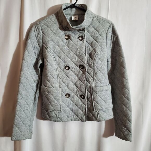 Cabi | Light Gray Quilted Double Button Front Jacket with Pockets | Size M - Picture 1 of 6